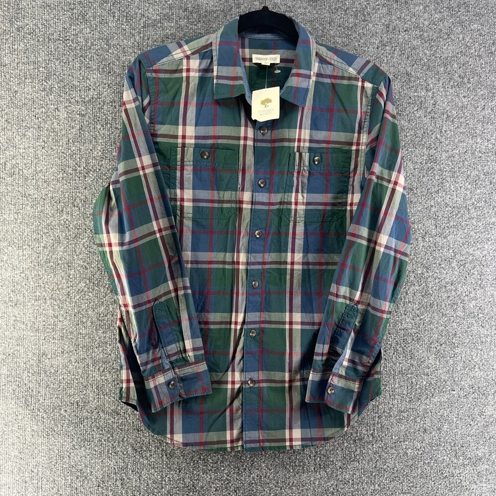 NEW Tucker And Tate Shirt Boys XL Green Plaid Button Up Long‎ Sleeve Comfort